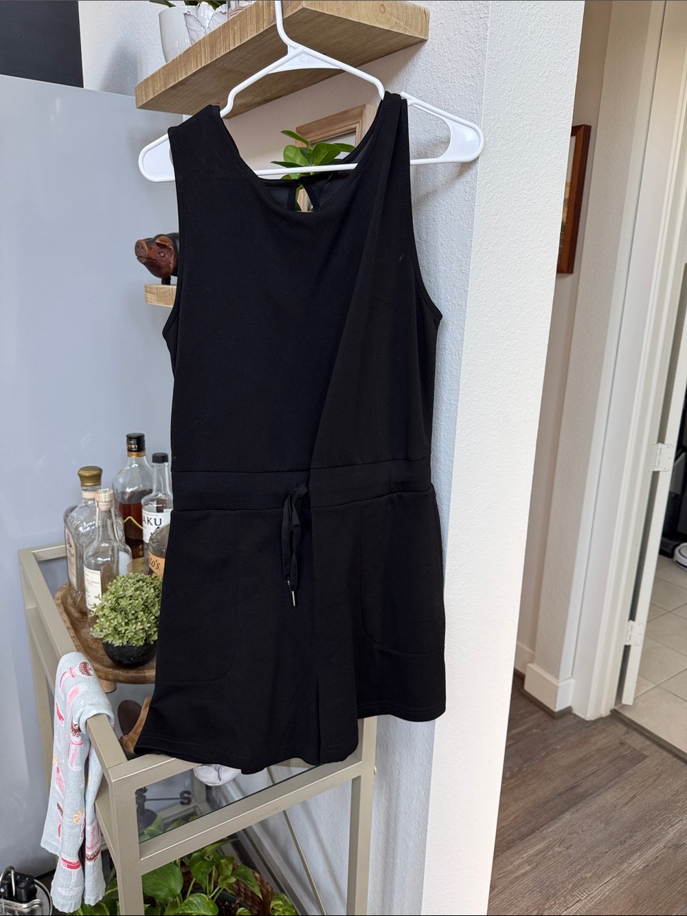 Black Sleeveless Drawstring Romper